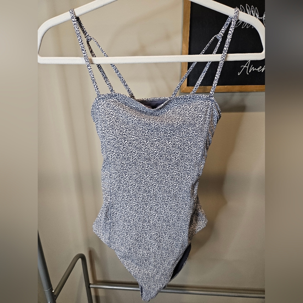 Vuori Blue and White Patterned One-Piece Swimsuit